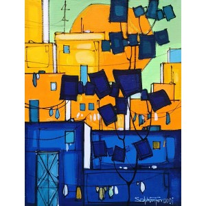Salman Farooqi, 12 x 16 Inch, Acrylic on Canvas, Cityscape Painting, AC-SF-549